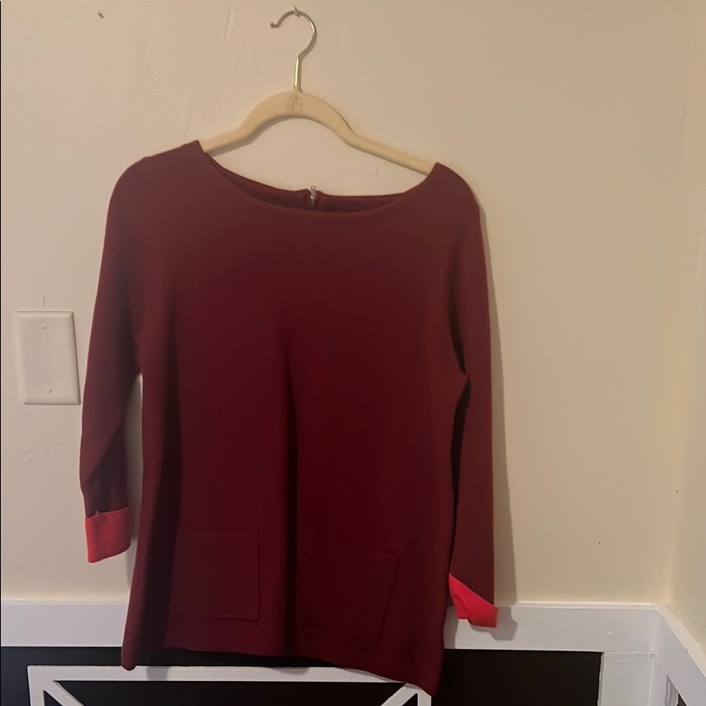 Cynthia Rowley Red and Pink Boxy 3/4 Sleeve Blouse